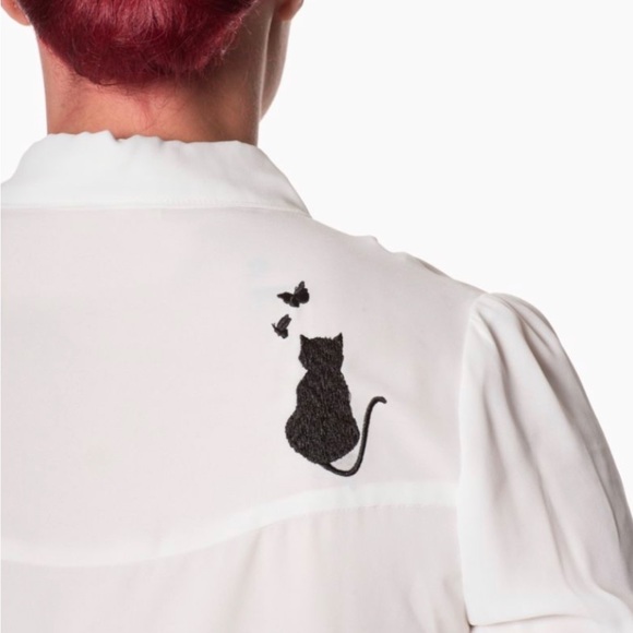 Snow Bird Cat & Butterfly Top by Banned Retro - Picture 10 of 13